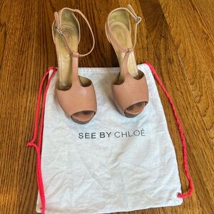 See By Chloe Blush Peep-Toe Heels